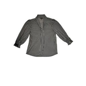 Adrianna Papell Women's Medium Black Striped Three-Quarter Cuff Blouse Shirt 265
